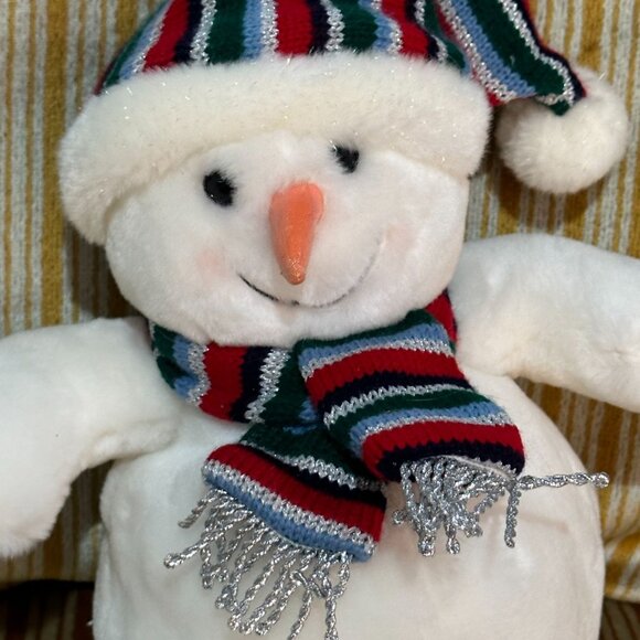 Commonwealth Snowman Plush Toy Striped Hat Scarf 14" Christmas Holiday Stuffed - Picture 2 of 8